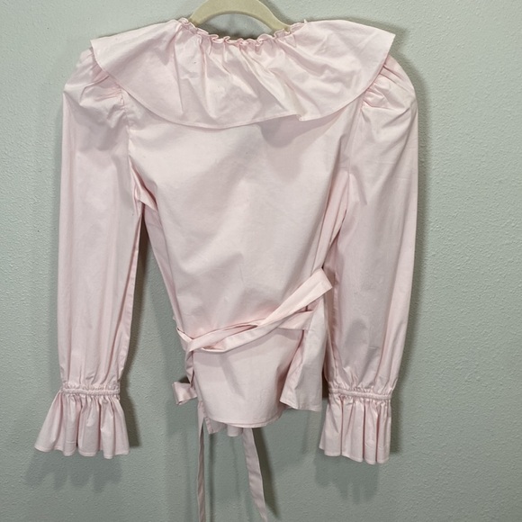 Rachel Parcell pink ruffle wrap blouse cotton - Picture 5 of 7